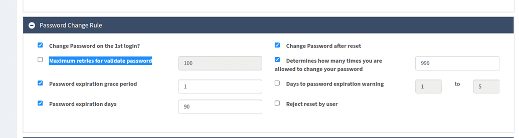 Password validation limit