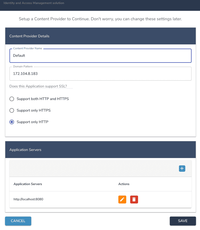 Content provider setup