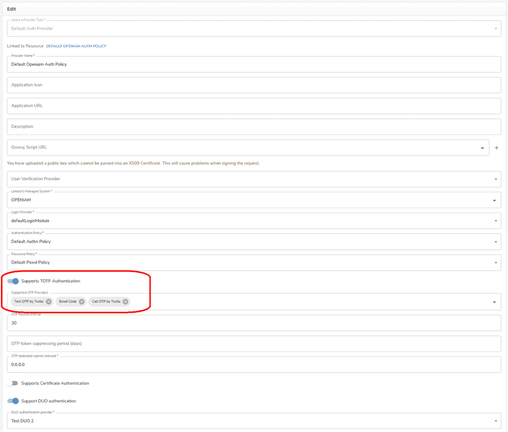OTP auth provider