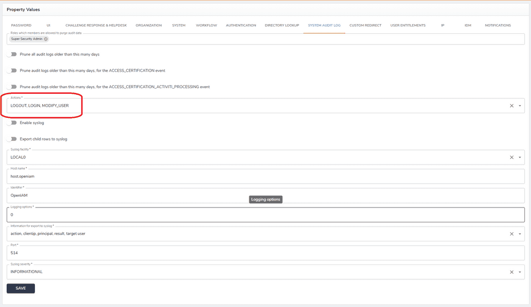 Syslog properties