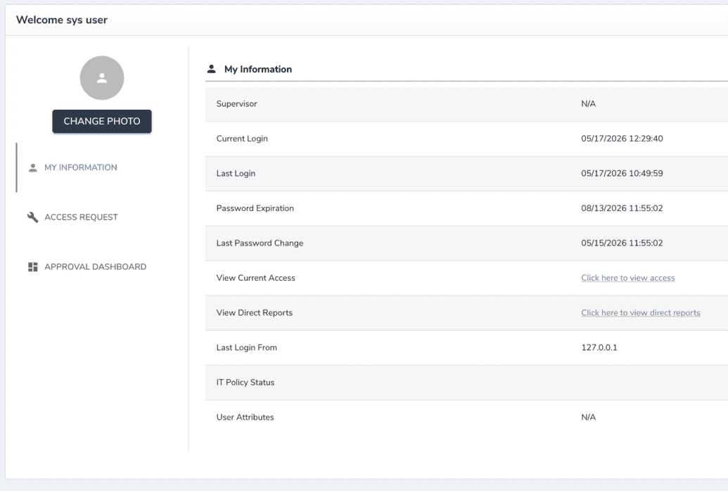 My Info page