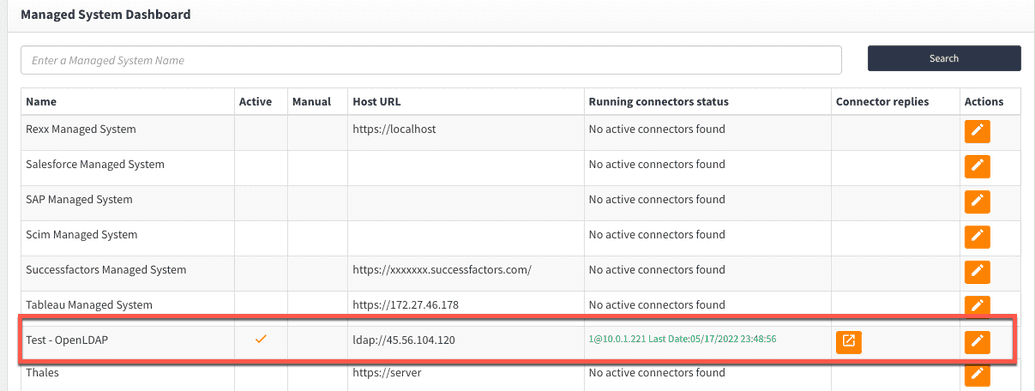 Managed system connection details