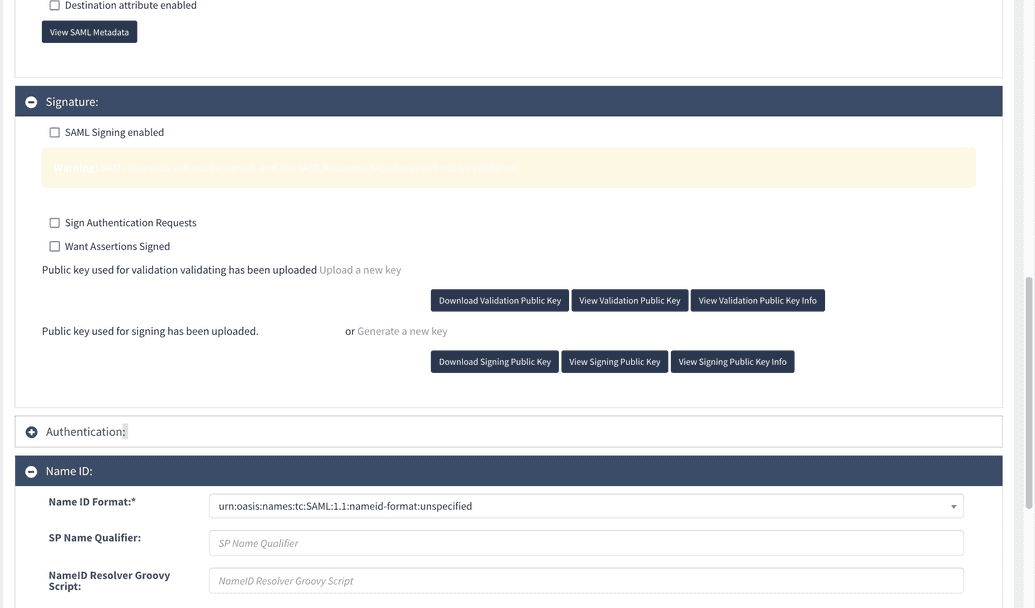 Authentication provider configuration