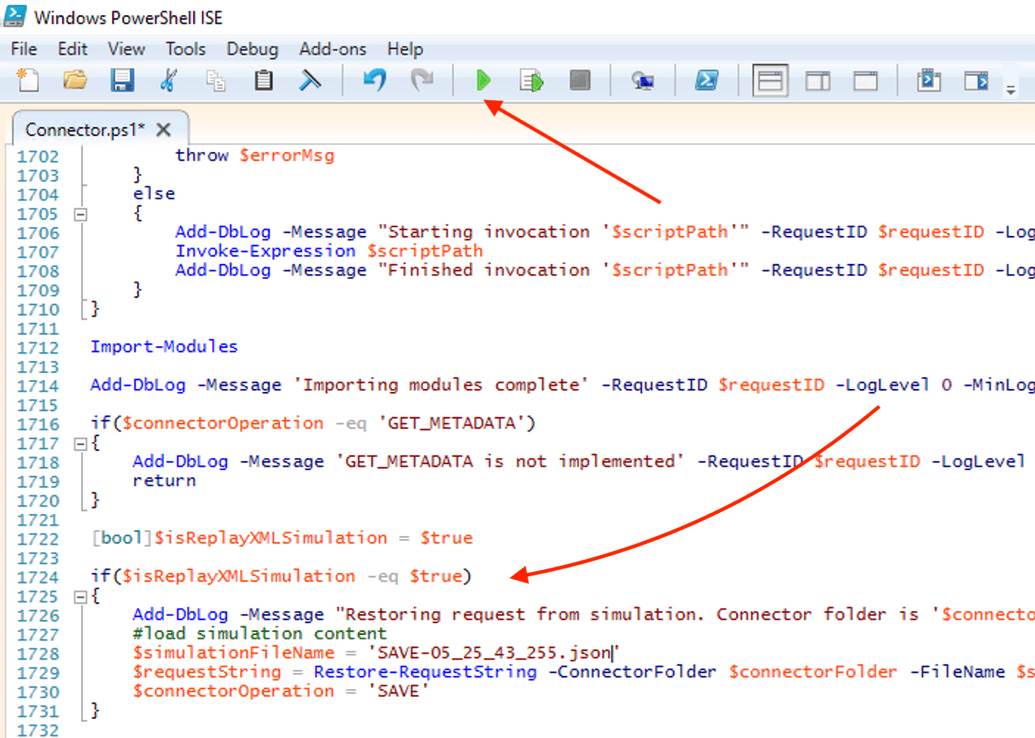 Debugging PowerShell connector