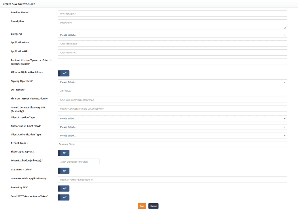 oAuth client config