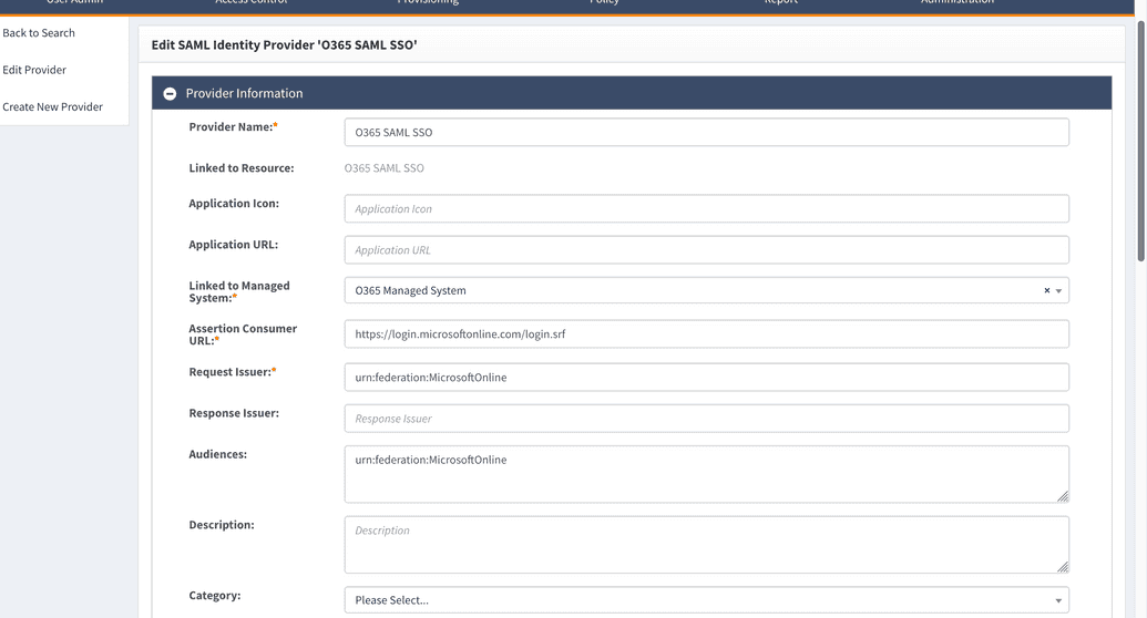 Authentication provider configuration