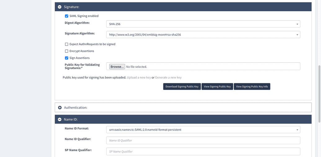 Authentication provider configuration