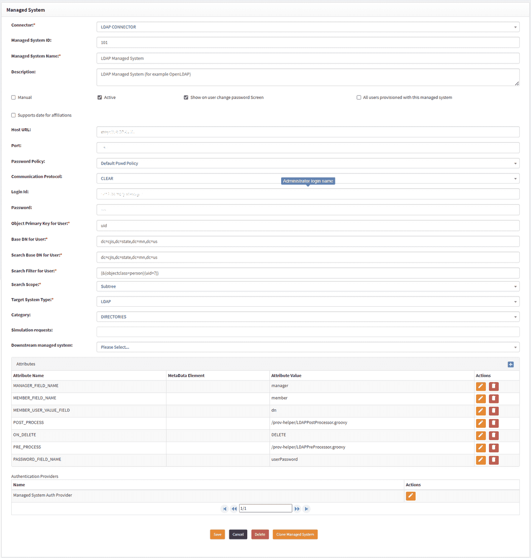 LDAP Managed system