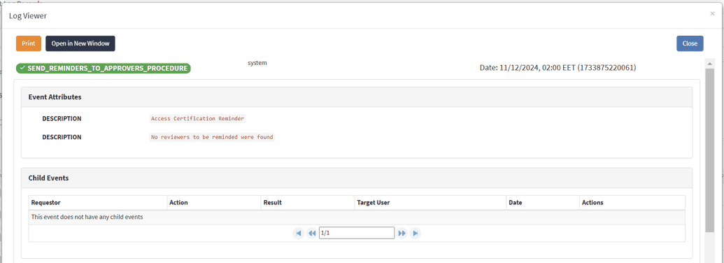 Task log entry
