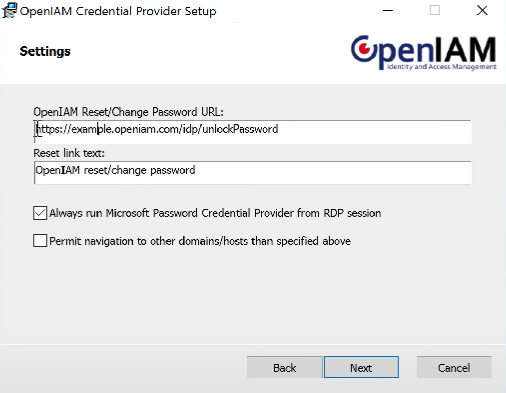 Credential Provider Instllation Window