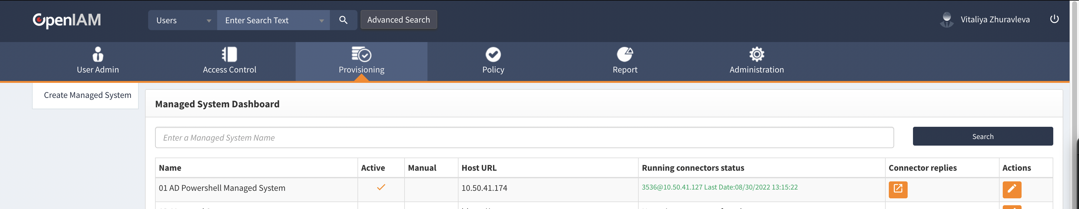 Managed System Connection Status