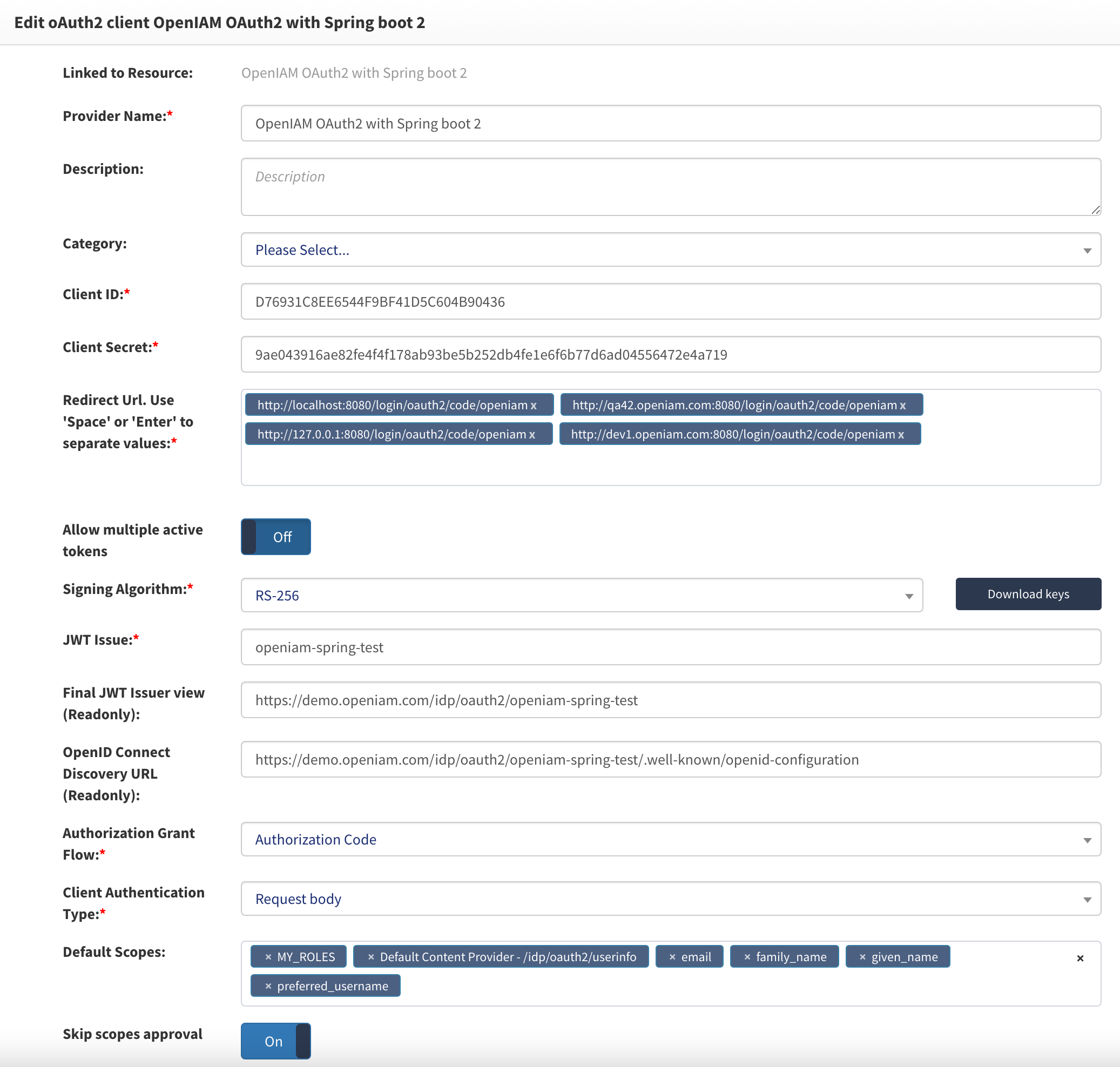 Authentication provider example