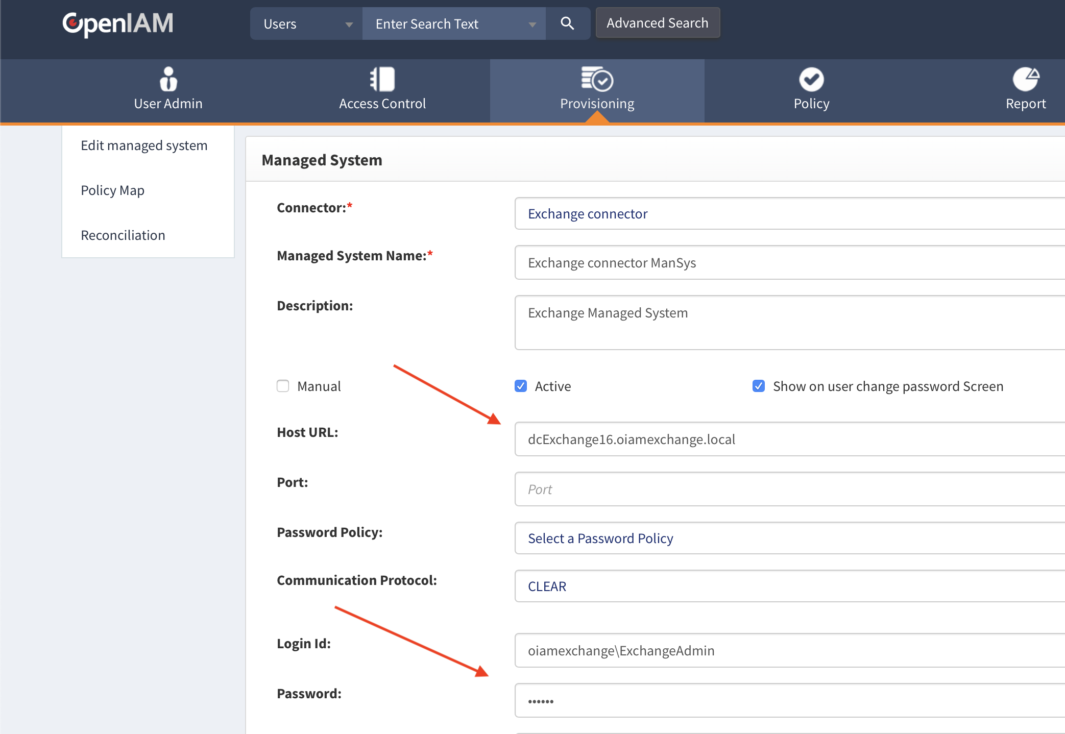 Exchange managed system configuration