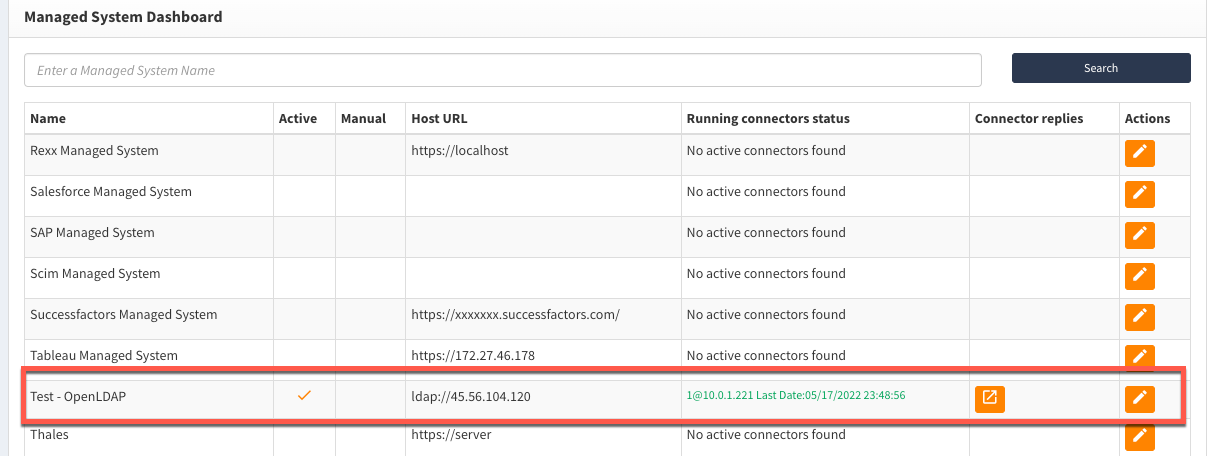 Managed system connection details