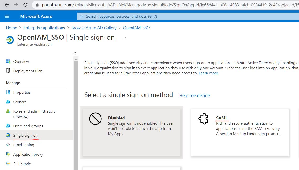 SAML configuration