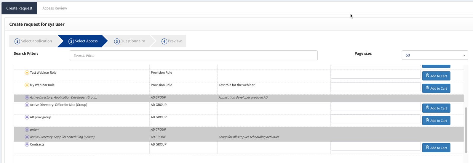 Catalog applications linked to a category