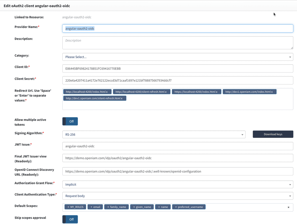 OIDC Authentication provider example