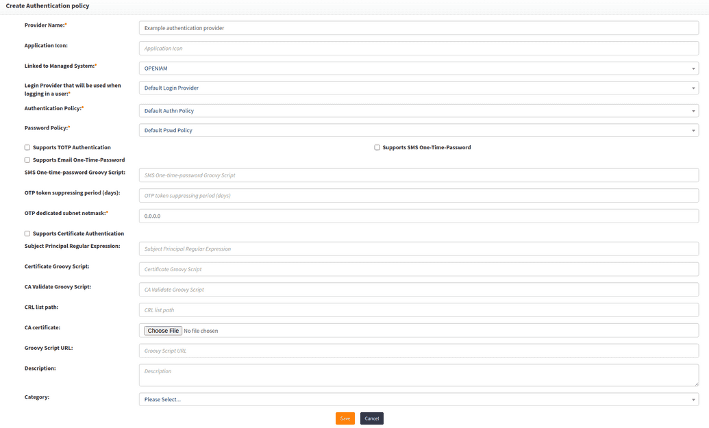 Configure authentication provider