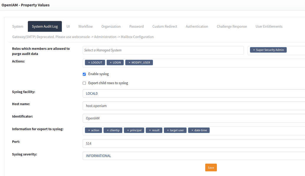 Syslog properties