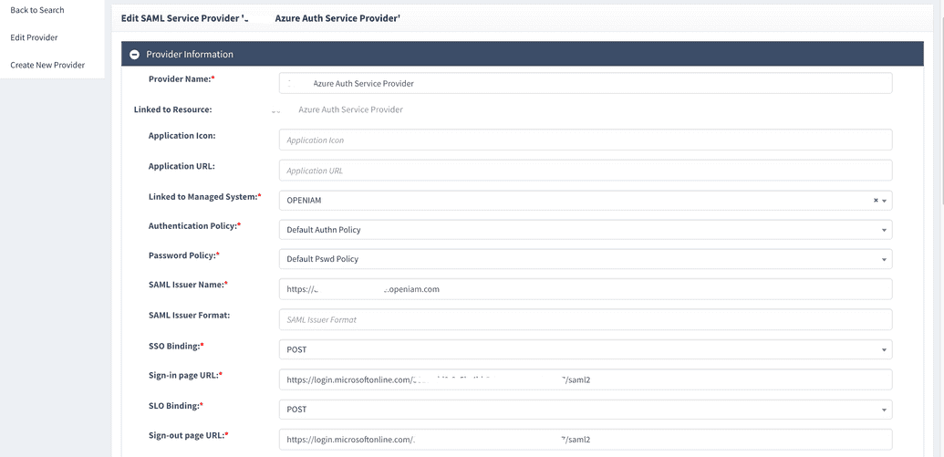 Authentication provider configuration