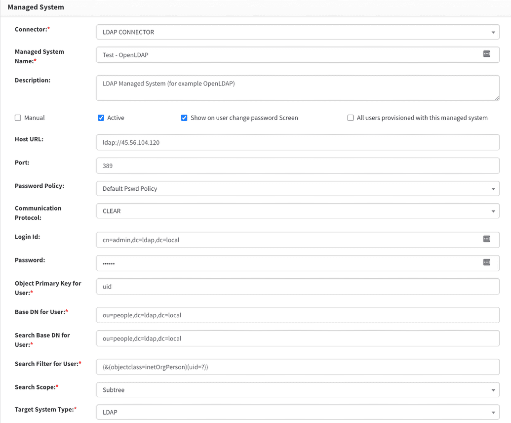 Managed system connection details