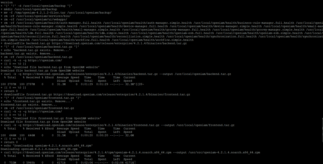 Upgrade command output