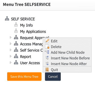 Self-service menu tress