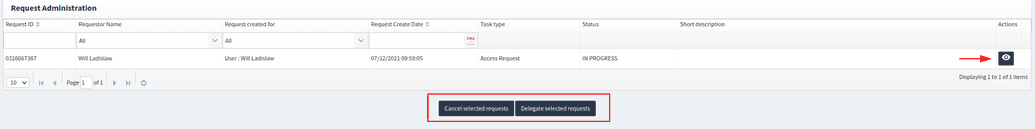 Request Administration Screen