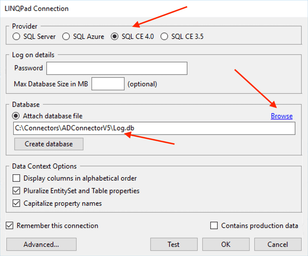 Establishing a database connection