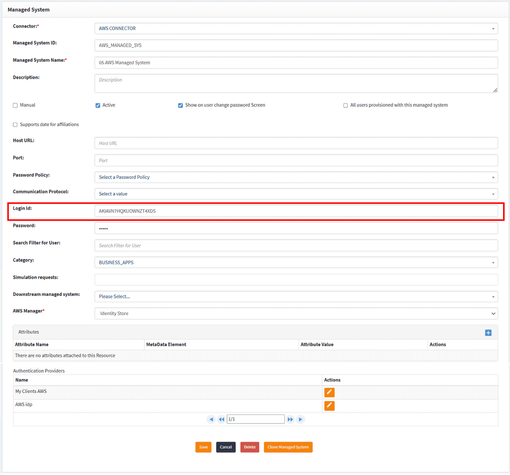 Login ID field in manage system config