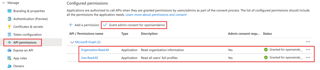 API permissions