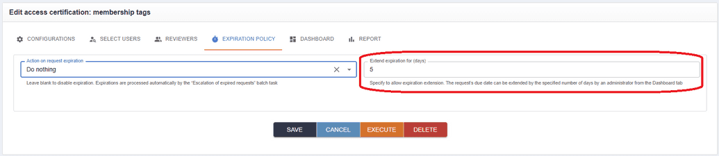 Expiration extension