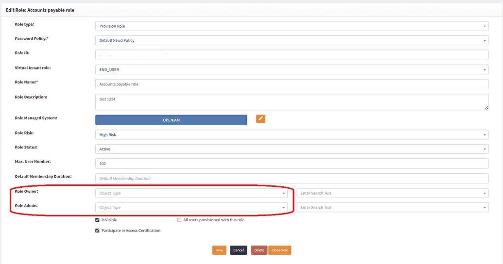 Admin and owner fields