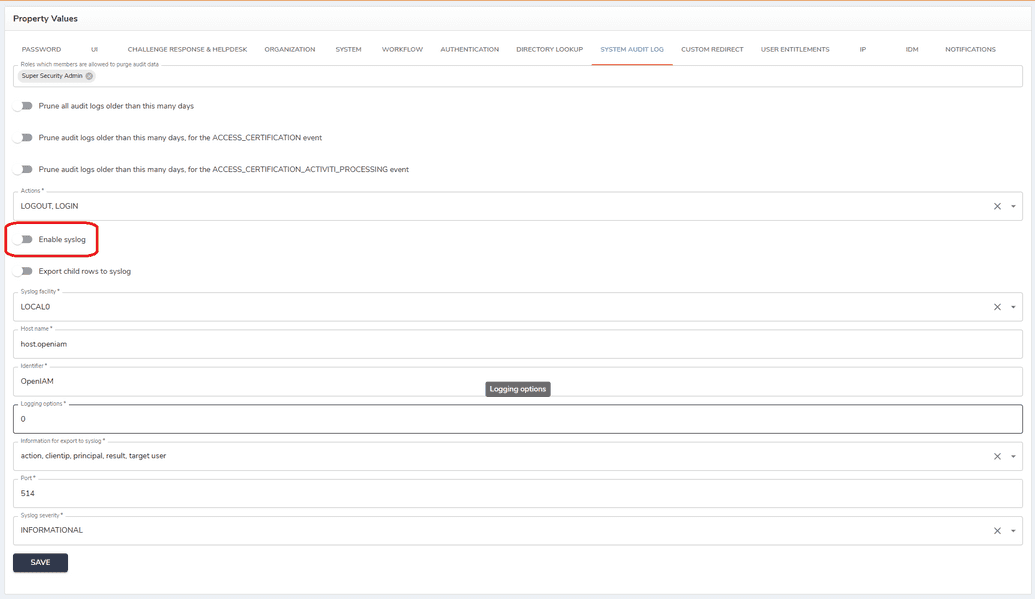 OpenIAM log properties