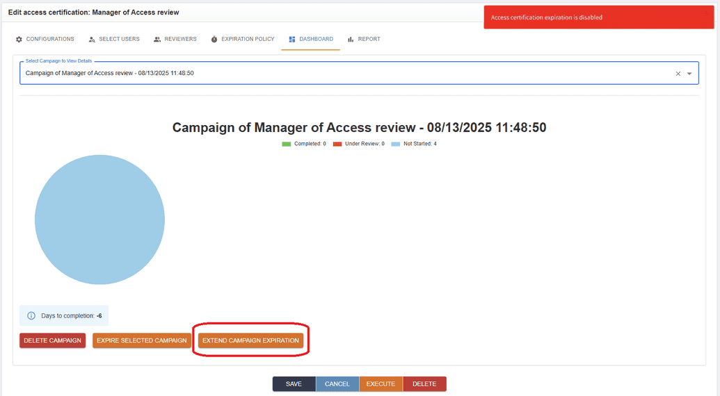 Expiration extension error