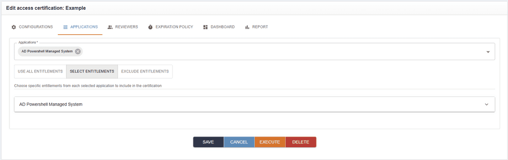 Excluding/selecting entitlements
