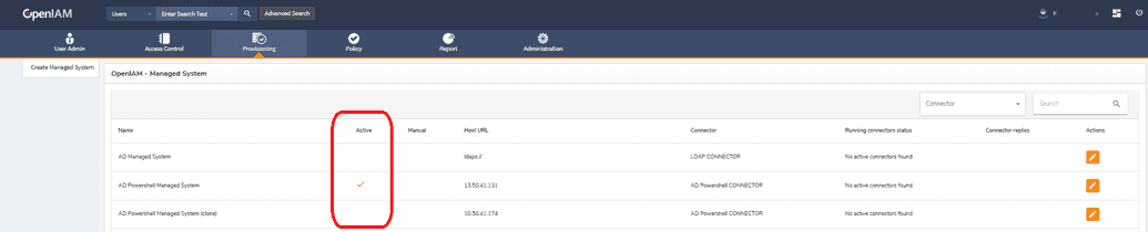 Managed System Connection Status