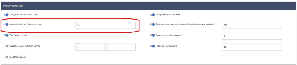 Password validation limit