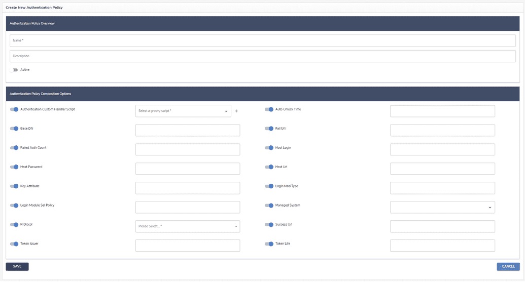 New Authentication policy