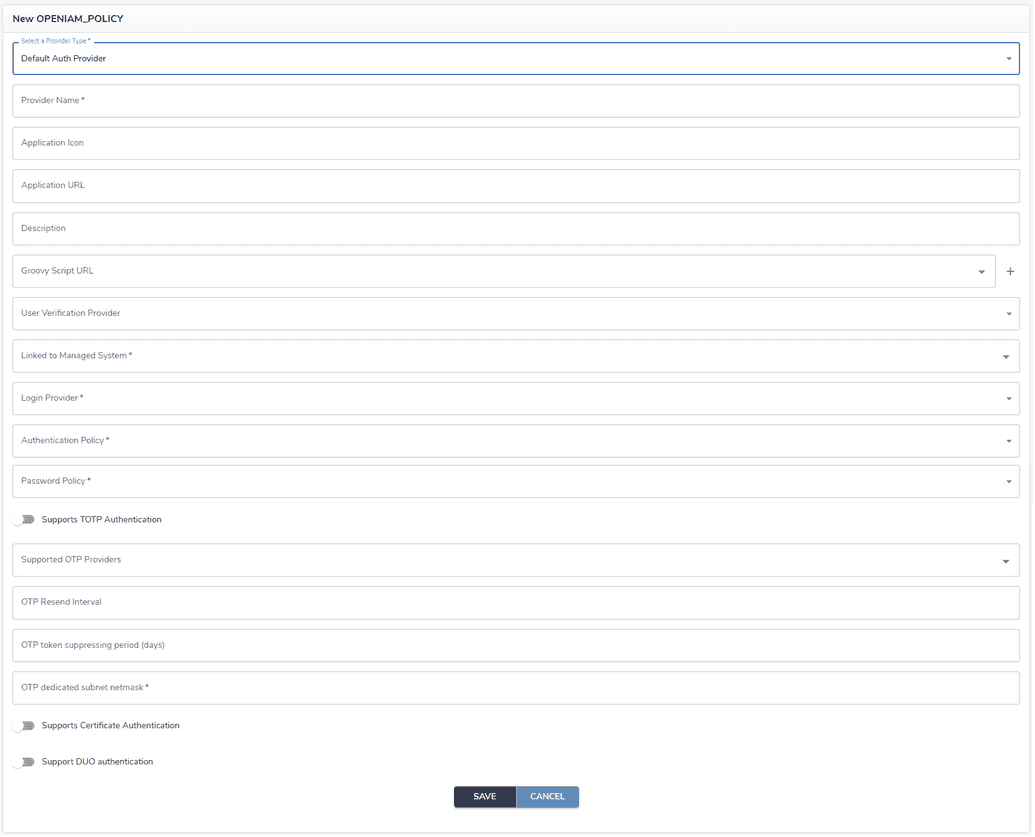 Configure authentication provider
