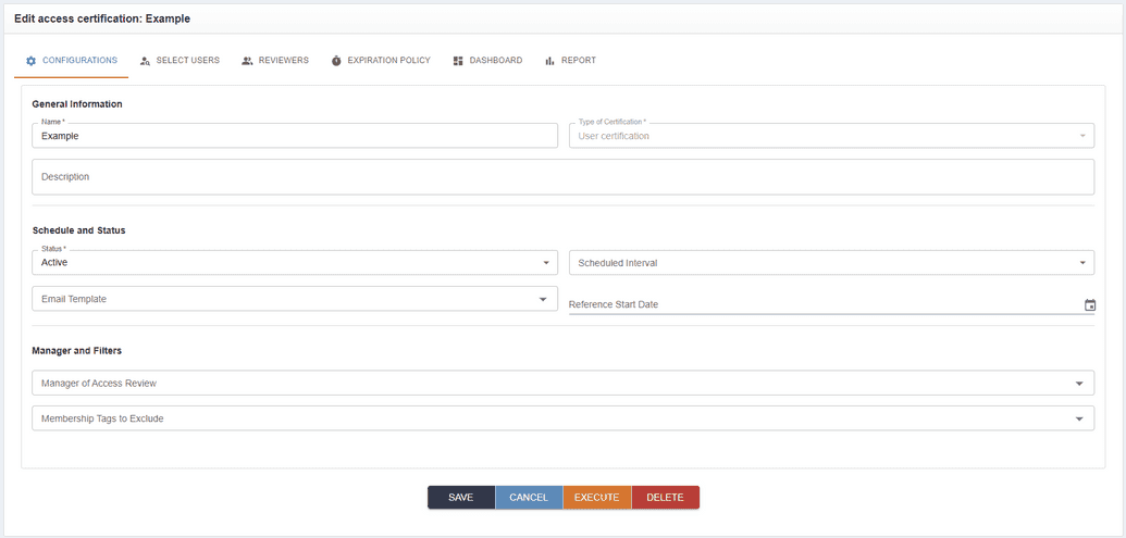 New certification configuration