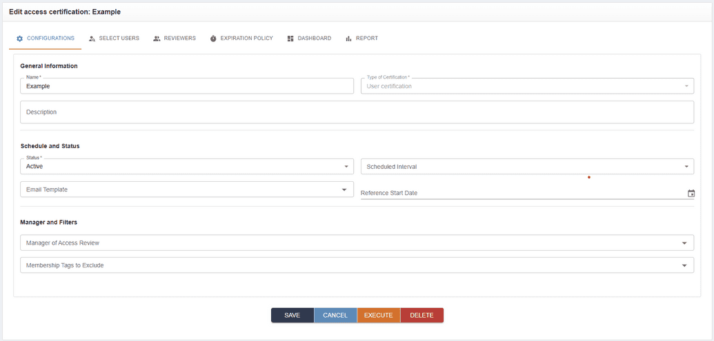 New certification configuration