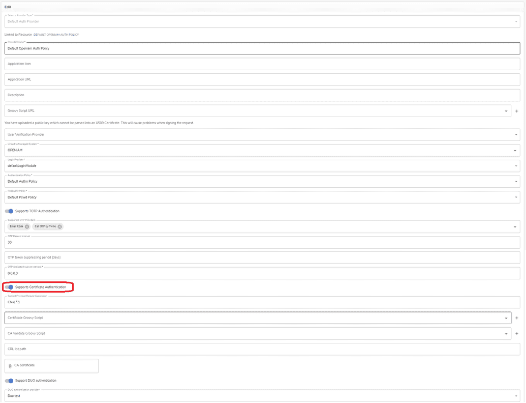 Supporting Certificate Auth