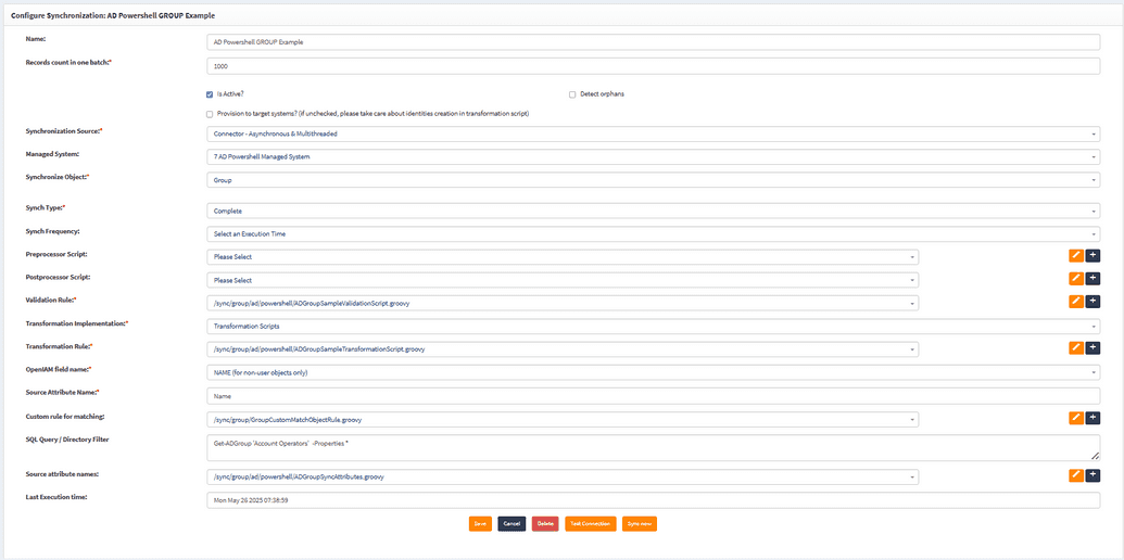 Synchronization configuration