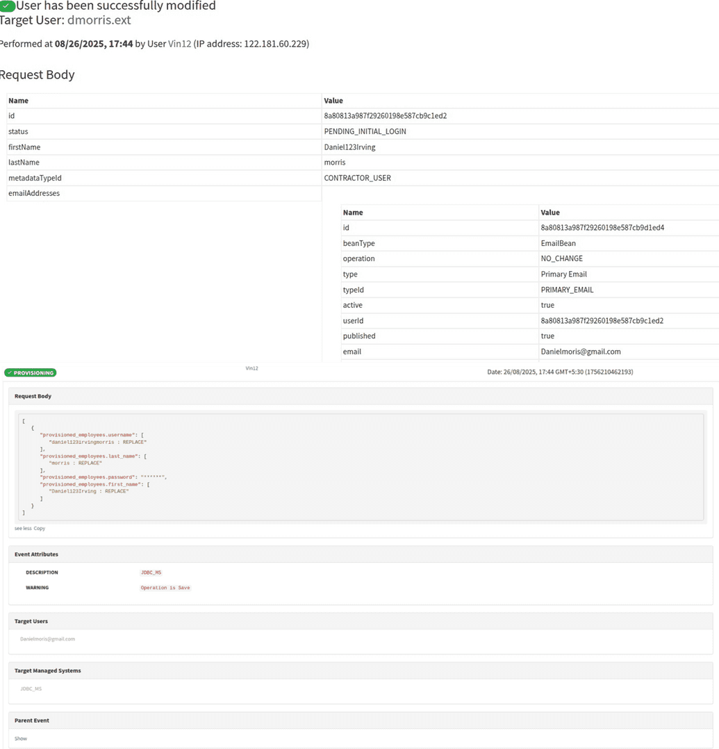 Logs for provisioning