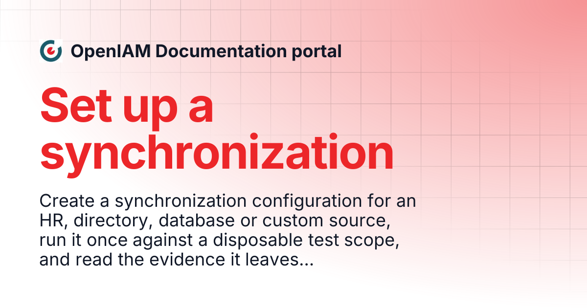 Set up a synchronization | OpenIAM Documentation portal